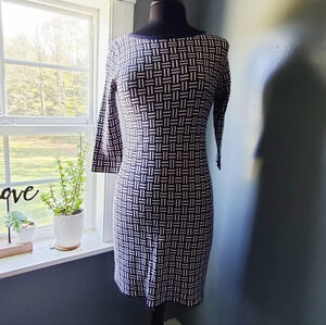 Boden Intarsia Knit 3/4 Sleeve Dress